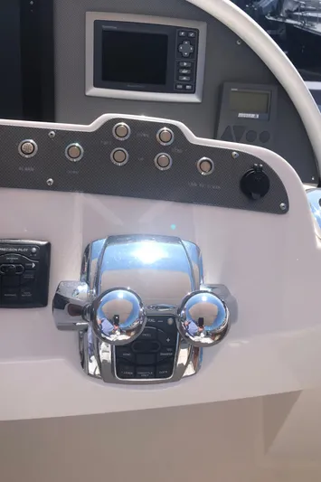  Yacht Photos Pics Control panel of a 2015 Belize 54 Daybridge yacht with navigation equipment.