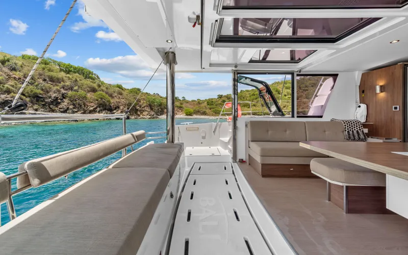 Always Sunday Yacht Photos Pics Luxurious Bali 4.8 yacht interior with scenic ocean view, 2022 model.