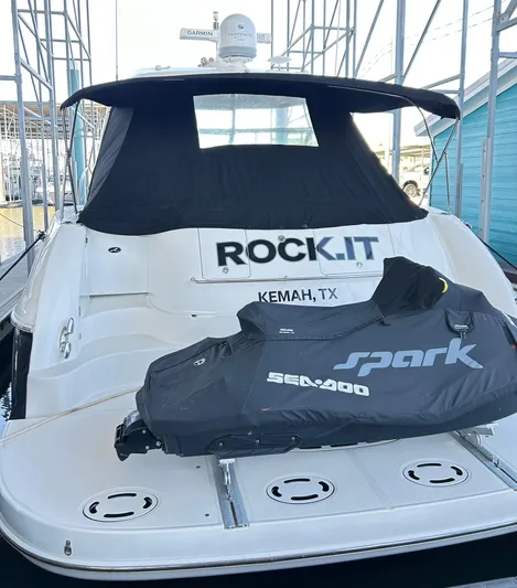 Rock It Yacht Photos Pics 2007 Sea Ray 52 Sundancer with Sea-Doo Spark, docked in Kemah, TX.