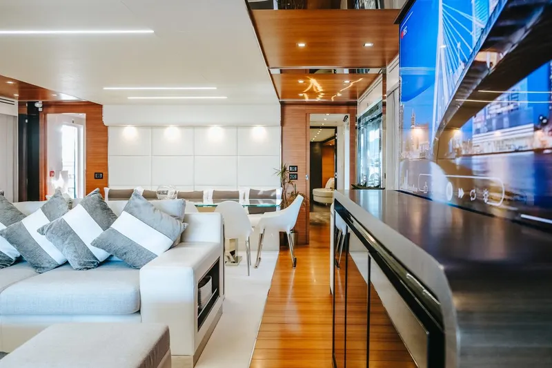  Yacht Photos Pics Luxurious interior of 2017 Astondoa 100 Century yacht with modern decor and elegant furnishings.