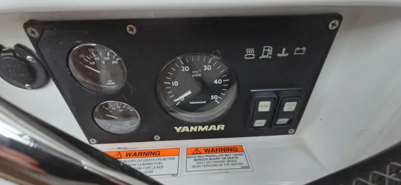 Diamant Noir Yacht Photos Pics Yanmar engine control panel on a 2011 Beneteau Oceanis 46 sailboat.