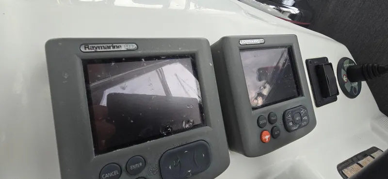 Diamant Noir Yacht Photos Pics Raymarine navigation displays on 2011 Beneteau Oceanis 46 yacht dashboard.