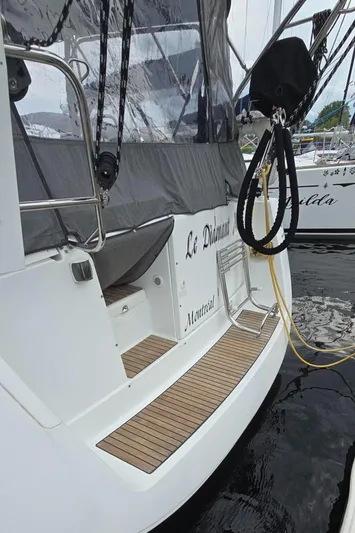 Diamant Noir Yacht Photos Pics Beneteau Oceanis 46 sailboat, 2011 model, docked with visible deck and rigging.