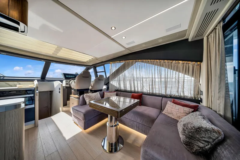 Amf Yacht Photos Pics Luxurious interior of 2021 Azimut S6 yacht with plush seating and modern design.