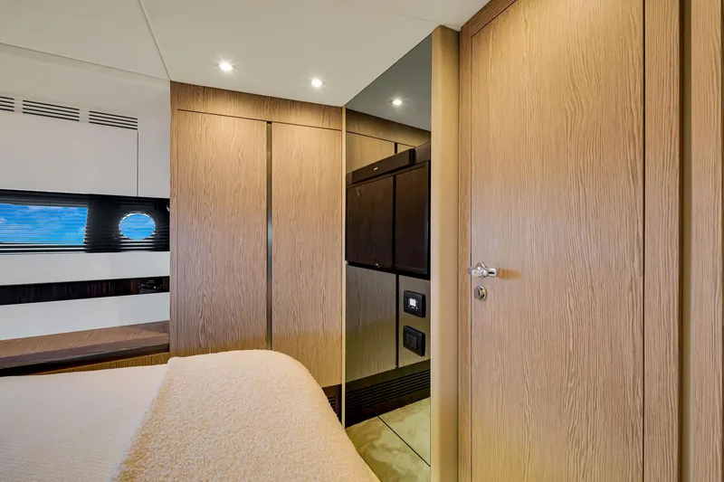Amf Yacht Photos Pics Luxurious interior of 2021 Azimut S6 yacht with wooden finishes and modern design.