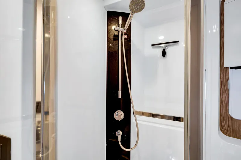 Amf Yacht Photos Pics Luxurious shower in 2021 Azimut S6 yacht, featuring modern fixtures and sleek design.