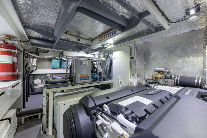 Absolute 56 Fly Yacht Photos Pics Engine room of 2025 Absolute 56 FLY yacht, featuring advanced machinery and equipment.