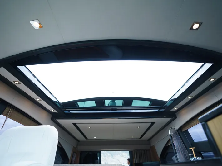 Lakehouse Yacht Photos Pics Luxurious interior of 2016 Sea Ray L590 yacht with panoramic sunroof.