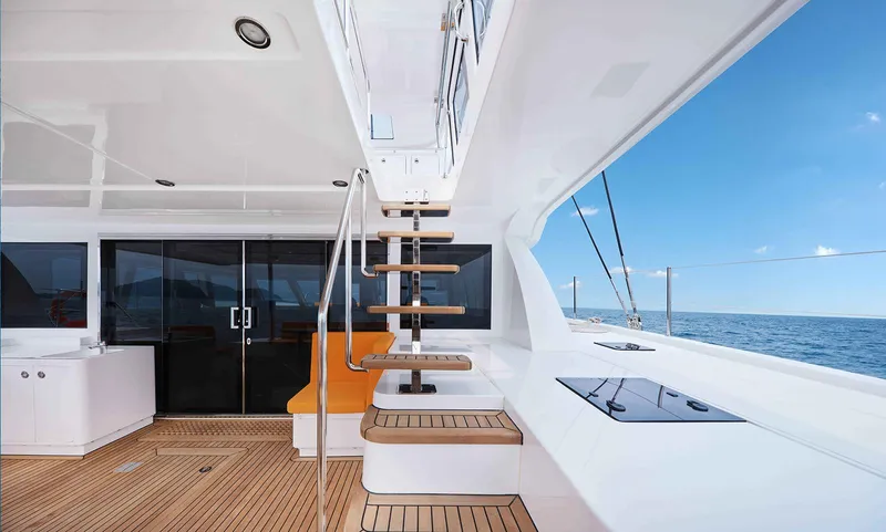 Signature Seaview 59 Yacht Photos Pics Luxurious Heysea 59 yacht interior with modern design, featuring wooden stairs and ocean view, 2026 model.
