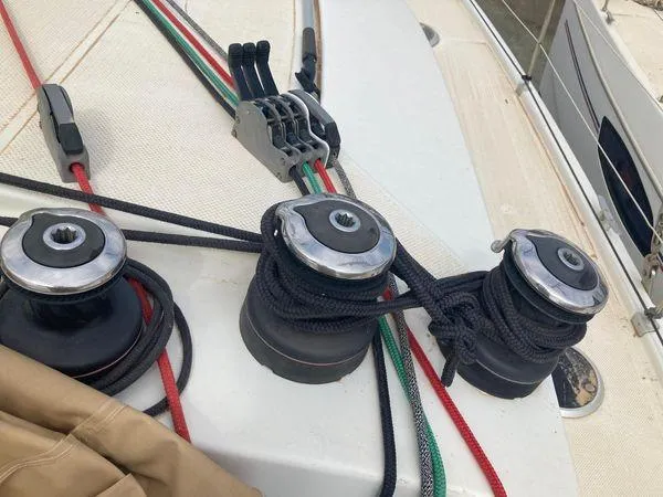  Yacht Photos Pics Winches and ropes on 2011 Fountaine Pajot Lipari 41 catamaran deck.