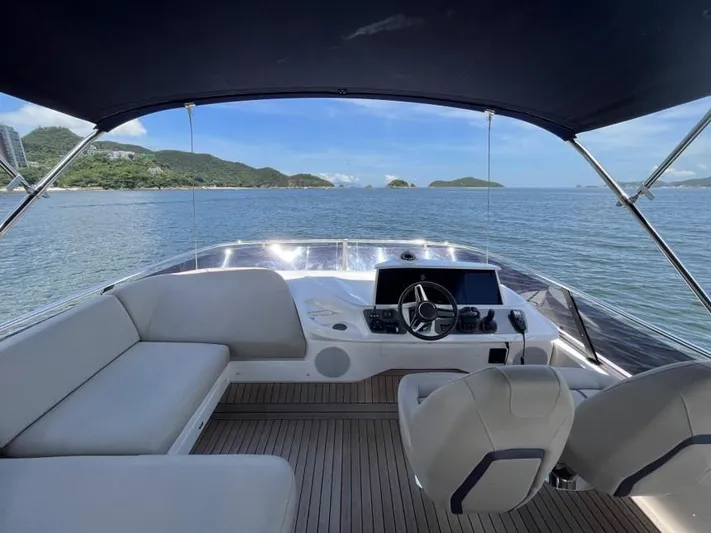  Yacht Photos Pics Luxurious 2020 Princess F45 yacht interior with scenic ocean view.