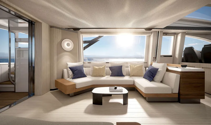  Yacht Photos Pics Luxurious interior of Azimut S8 yacht, model year 2026.