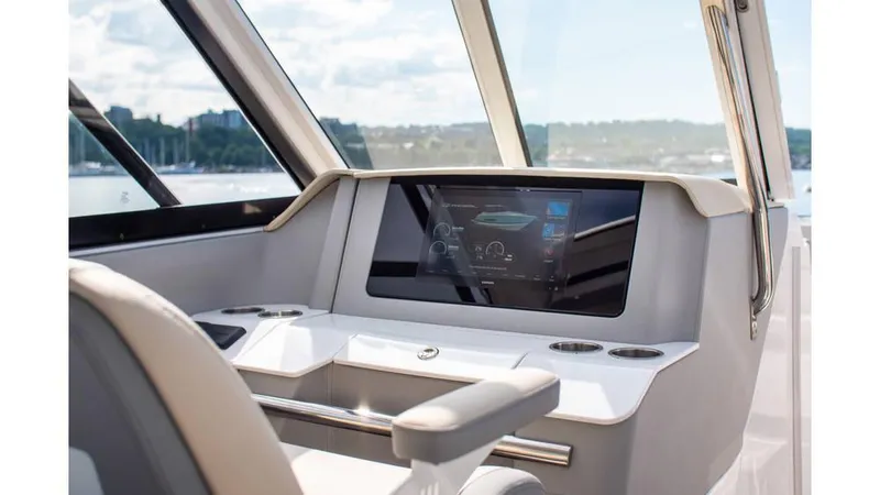  Yacht Photos Pics 2022 Regal LS36 helm with touchscreen display and modern controls.