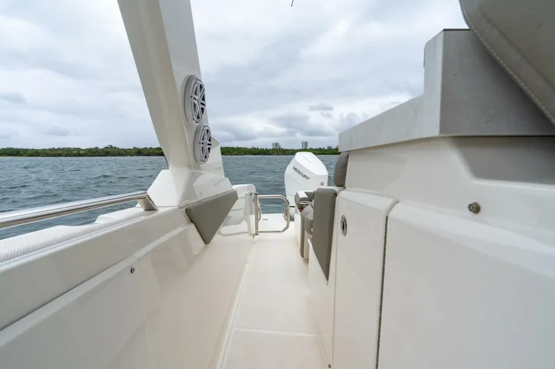  Yacht Photos Pics 2024 Tiara Sport 34 LS boat deck with scenic water view.