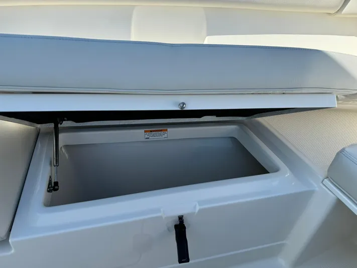  Yacht Photos Pics Open storage compartment on 2025 Sailfish 272 CC boat.