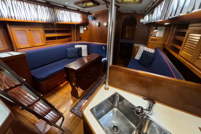 Liberty Yacht Photos Pics View of main Salon from Galley