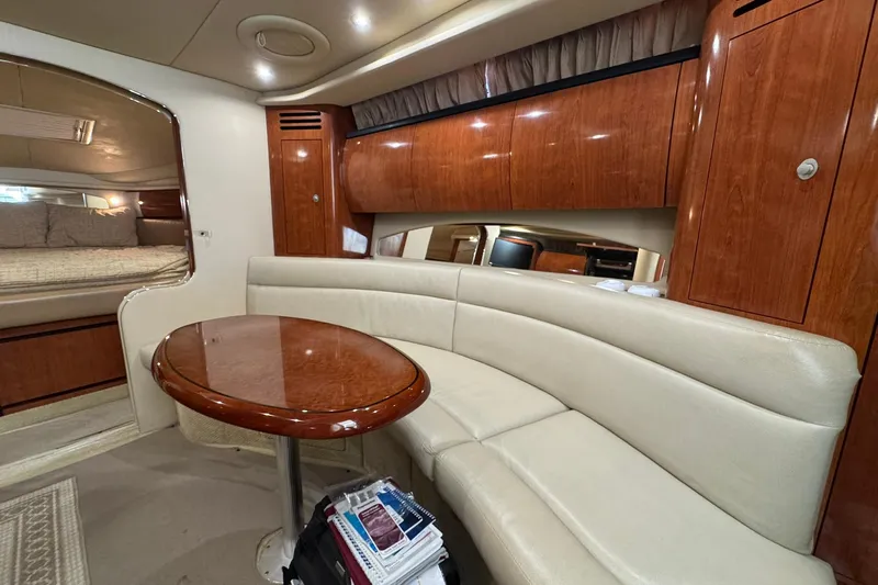 The Judy Len Yacht Photos Pics Luxurious interior of 2005 Sea Ray 360 Sundancer yacht with elegant wood finishes.
