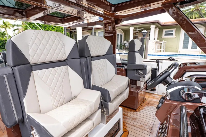  Yacht Photos Pics Luxurious interior of 2024 Fjord 41 XP yacht with plush seating and modern design.