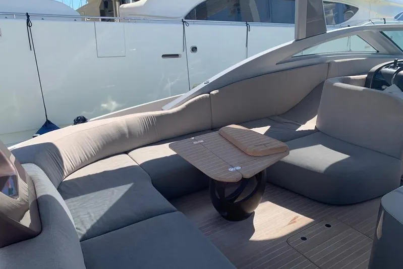 Lamborghini Tecnomar Yacht Photos Pics Luxurious seating area on a 2017 Tecnomar 55 Evo yacht.