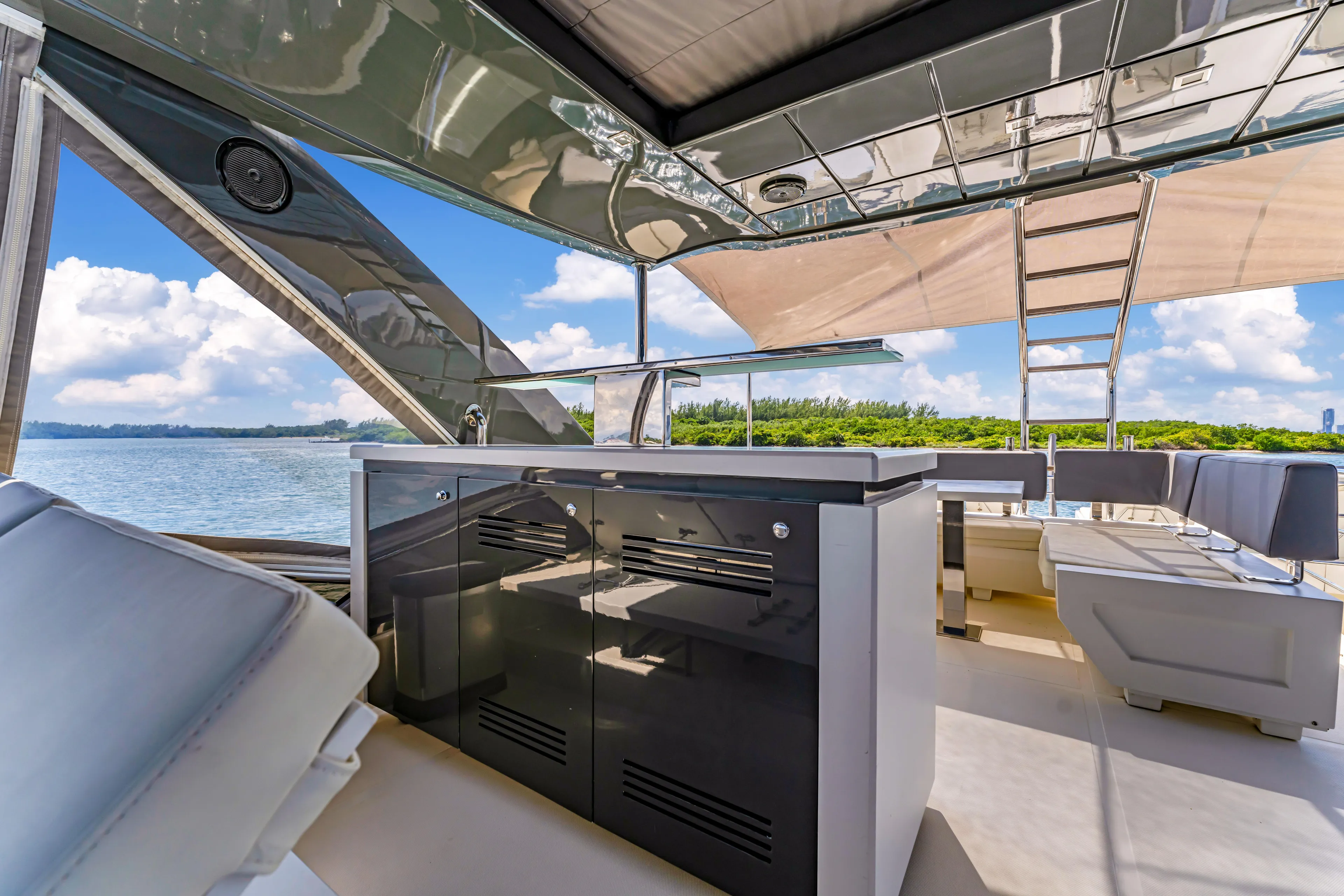 Seaduction Yacht Photos Pics Luxurious 2016 Astondoa 80 GLX yacht interior with modern design and scenic water view.