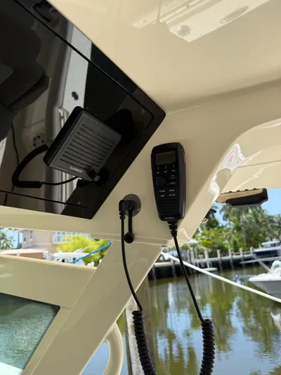 Reel Patience Yacht Photos Pics 2019 Scout 420 LXF boat with Garmin marine electronics and communication equipment.