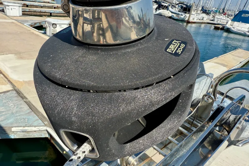 Nereid Yacht Photos Pics Catalina 425 sailboat winch, Furlex 304S, docked at marina, 2020 model.