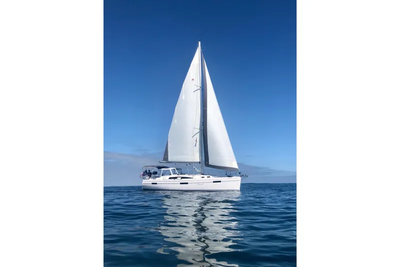Nereid Yacht Photos Pics 2020 Catalina 425 sailboat on calm ocean under clear blue sky.