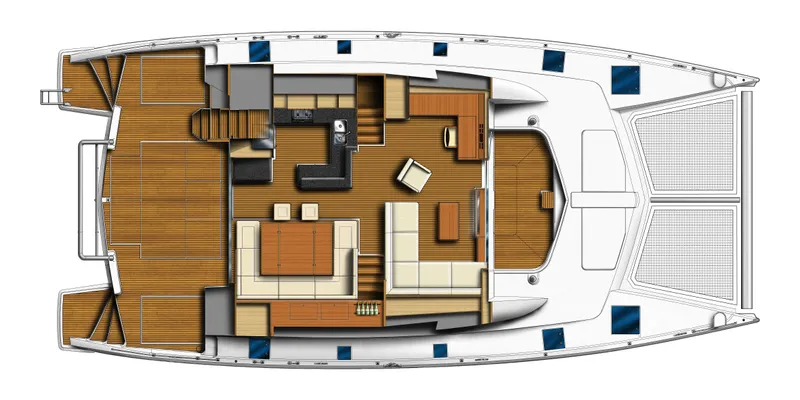 Aquarius Yacht Photos Pics Manufacturer Provided Image: Leopard 58 Upper Deck Layout Plan