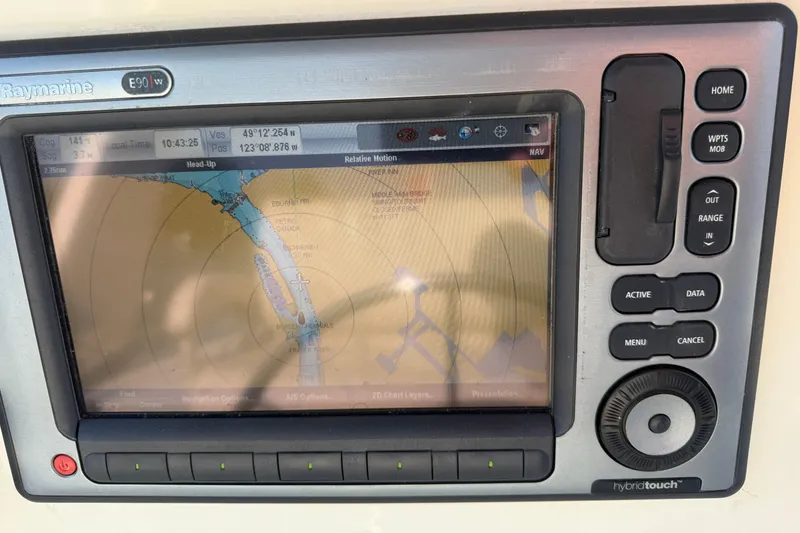 Raven Song Yacht Photos Pics Raymarine E90W navigation display on 2011 North Pacific 38 Sedan boat.