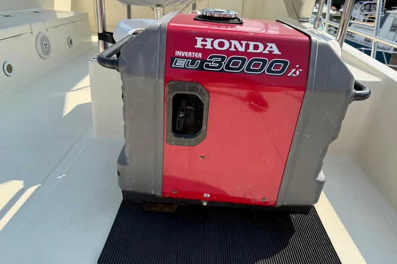 Raven Song Yacht Photos Pics Honda EU3000is inverter generator on 2011 North Pacific 38 Sedan boat deck.