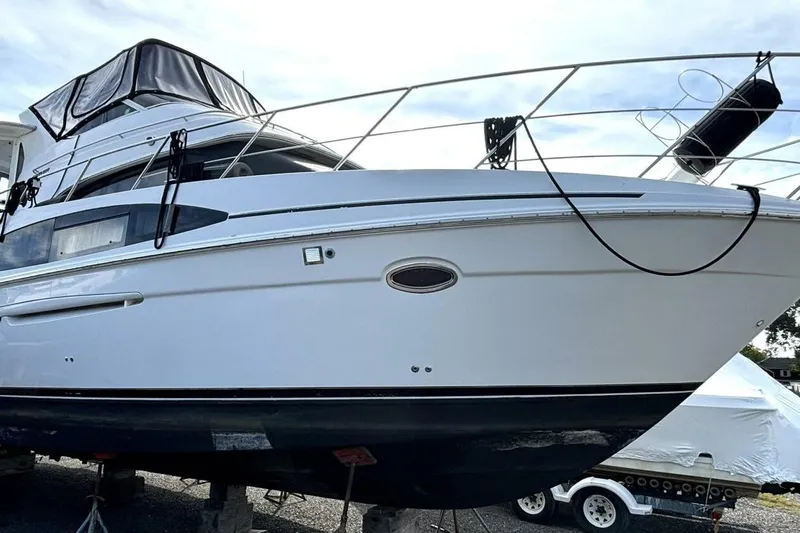  Yacht Photos Pics 2003 Carver 396 Motor Yacht on dry dock, showcasing sleek design and sturdy build.