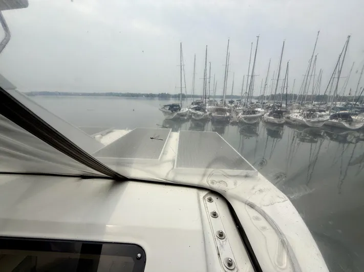  Yacht Photos Pics View from 1997 Silverton 402 Motor Yacht overlooking marina with sailboats.