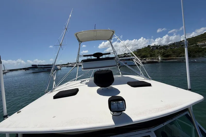  Yacht Photos Pics 1999 Tiara Yachts 4100 Open on water, clear sky, coastal background.