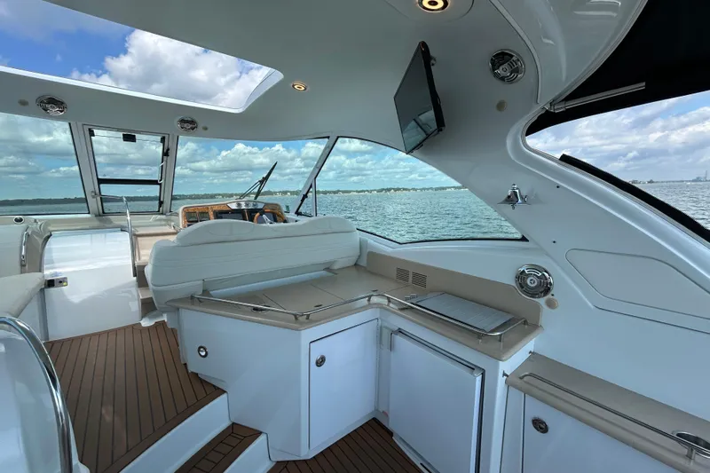  Yacht Photos Pics Luxurious 2009 Formula 45 Yacht interior with sleek design and ocean view.