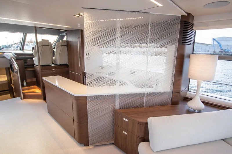 Mc Yacht Photos Pics Luxurious interior of 2021 Princess Y78 Motor Yacht with modern design and elegant furnishings.