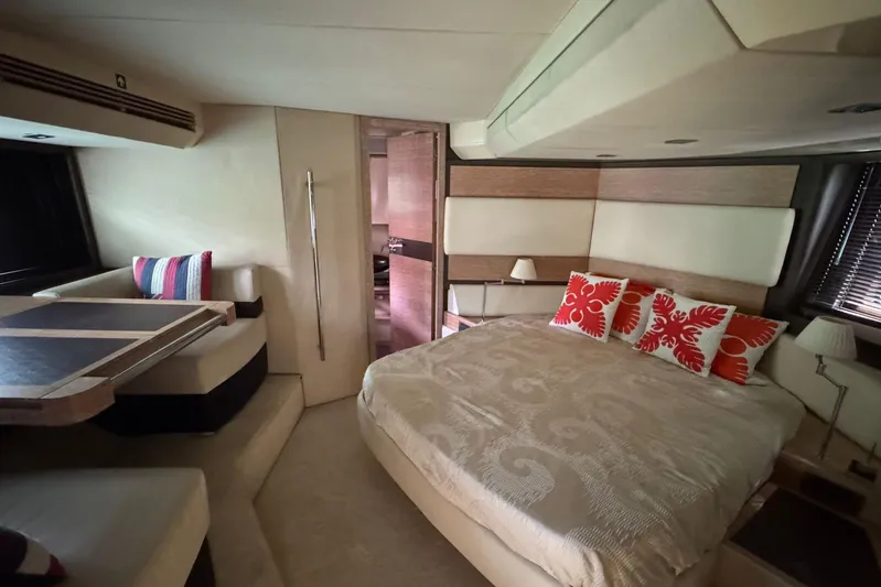  Yacht Photos Pics Luxurious interior of a 2012 Azimut 60 yacht with elegant bedroom and seating area.