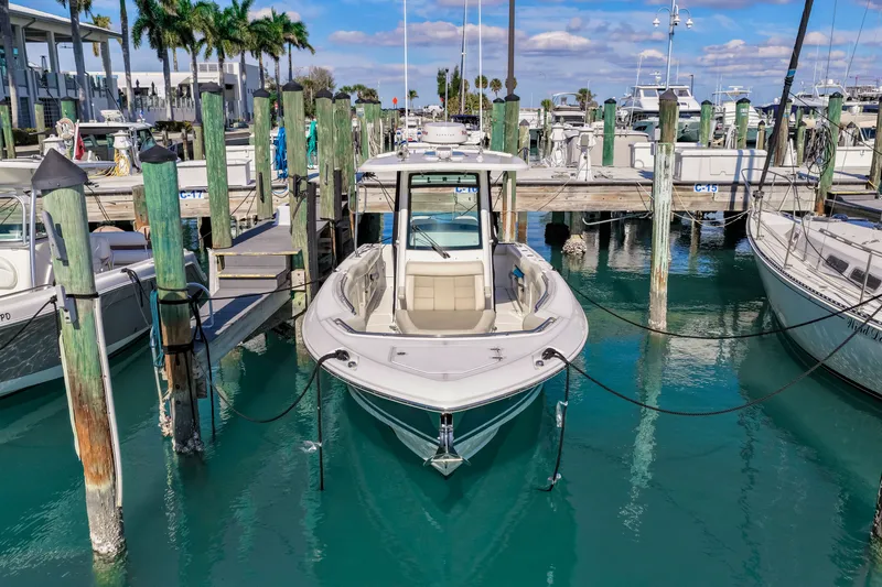  Yacht Photos Pics 2017 Boston Whaler 280 Outrage docked at marina.