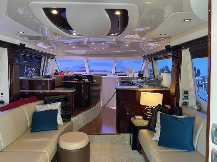  Yacht Photos Pics Luxurious interior of a 2008 Sea Ray 58 Sedan yacht with elegant furnishings.