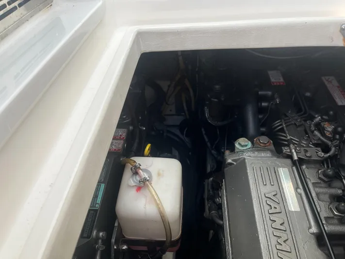  Yacht Photos Pics Engine compartment of 2008 Rampage 30 Express boat with Yanmar engine.
