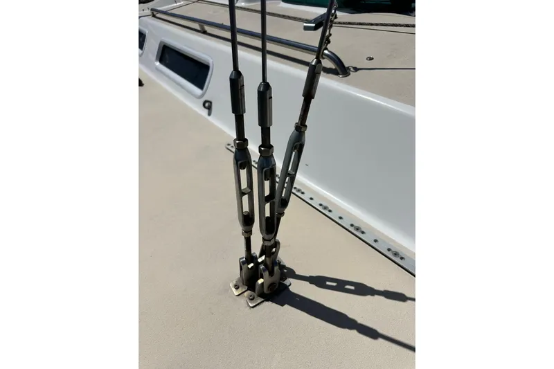 Ma Jolie Yacht Photos Pics Close-up of rigging hardware on a 1996 J Boats J/120 sailboat deck.