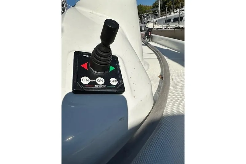 Knotaulis Yacht Photos Pics Joystick control on 2023 Beneteau Oceanis 34.1 yacht deck.
