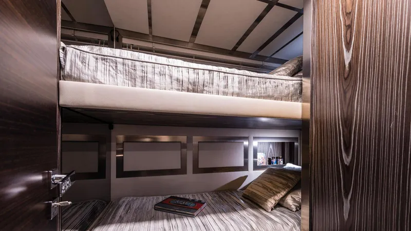  Yacht Photos Pics Bunk beds in 2014 Admiral Silent 76 yacht cabin with modern decor.