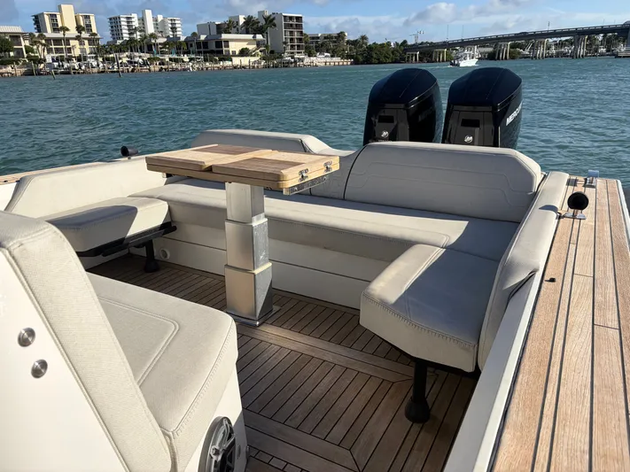  Yacht Photos Pics Technohull 47 Omega 2023 with luxurious seating area on the water.
