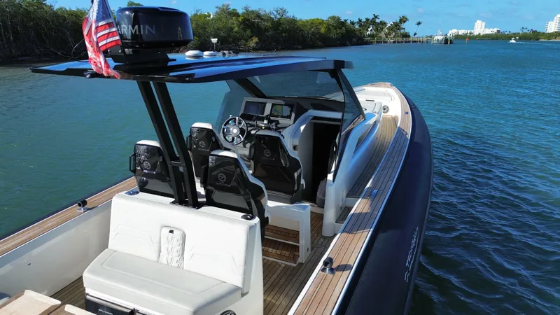  Yacht Photos Pics Technohull 47 Omega 2023 on calm waters with modern features.