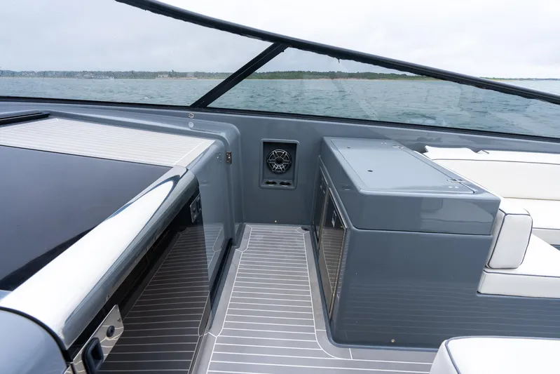 Brix Yacht Photos Pics 2023 VanDutch 48 yacht interior with sleek design and modern amenities on open water.