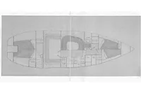 Floor plan of a 2008 Custom Trimaran Polynésie 42, showcasing interior layout and design.