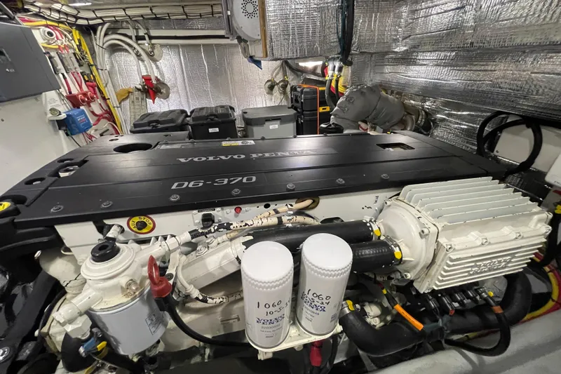  Yacht Photos Pics Engine room of a 2015 Nordic Tug 39 with Volvo Penta D6-370 engine.