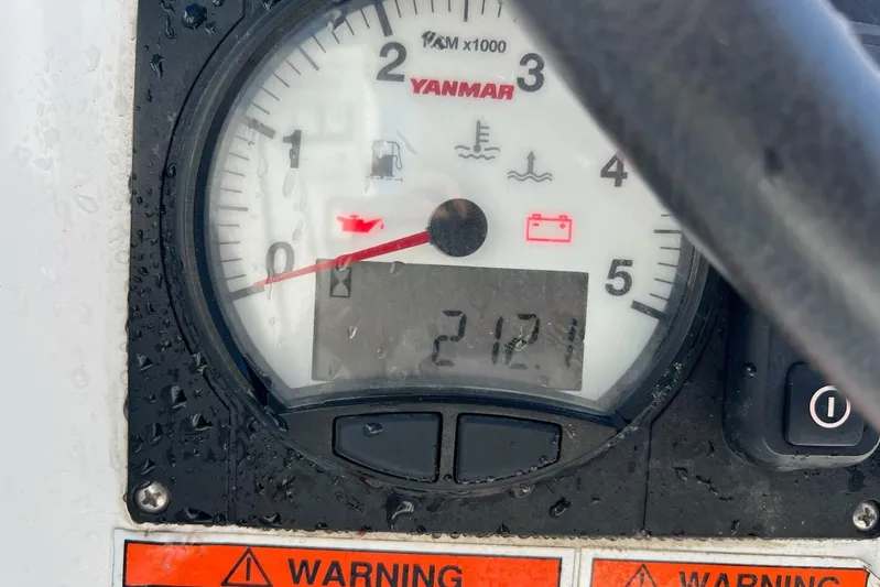 Toofun Yacht Photos Pics Close-up of Yanmar engine gauge on 2016 Beneteau Oceanis 38 sailboat.