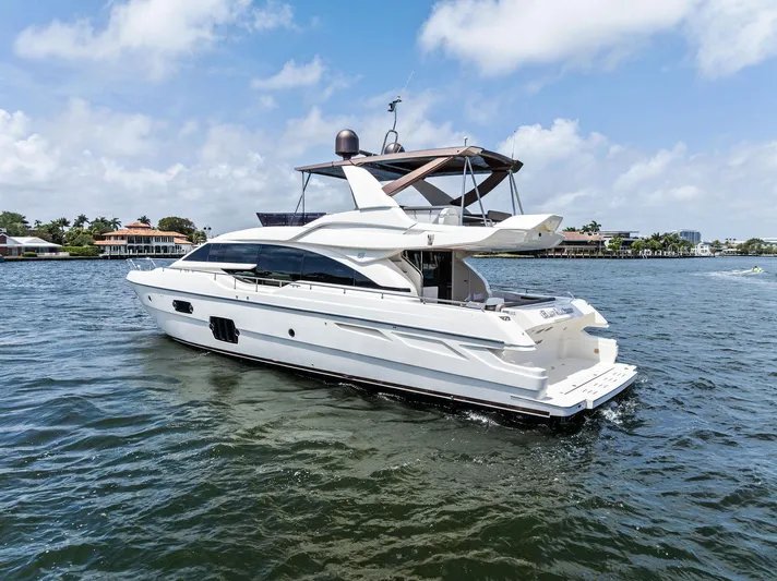 Blue Abalone Yacht Photos Pics 2015 Ferretti Yachts 690 cruising on a sunny day, showcasing sleek design and luxury.