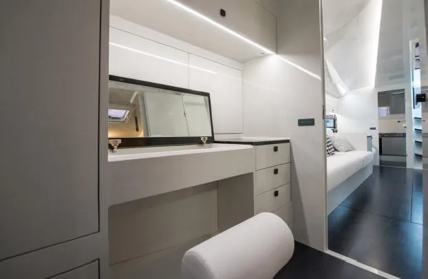 Sn Yacht Photos Pics Luxurious interior of 2015 Vismara V62 Mills yacht with modern design and sleek furnishings.